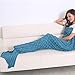 LSELL Mermaid Tail Blanket Crochet Warm Mermaid Blanket for Kids Adult Teens, Super Soft All Seasons Sleeping Blankets (Blue)