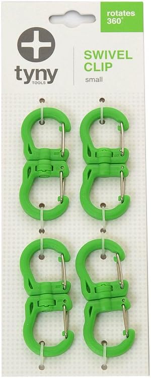 Tyny Tools Swivel Carabiner: Small, Green, Pack of 4