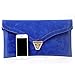 b.m.c BMC Womens Sapphire Blue Textured PU Faux Leather Suede Topped Envelope Flap Handbag Fashion Clutch