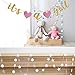 Famoby Gold Glittery It's a Girl Banner for Baby Shower Party Decorations
