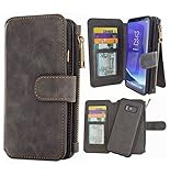 Hynice S8 Plus Wallet case,Galaxy S8 Plus Case PU Leather Detachable Magnetic with 14 Flip Card Holder Removable Slim Back Cover Zipper Pocket Kickstand for Samsung Galaxy S8 Plus (14Card-Black)