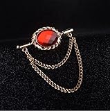 1pc Crystal Gem Men Brooch With Tassel Chain Shirt Tassels Men Suit Lapel Pin Accessories Shawl Collar - Red