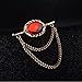 1pc Crystal Gem Men Brooch With Tassel Chain Shirt Tassels Men Suit Lapel Pin Accessories Shawl Collar - Red