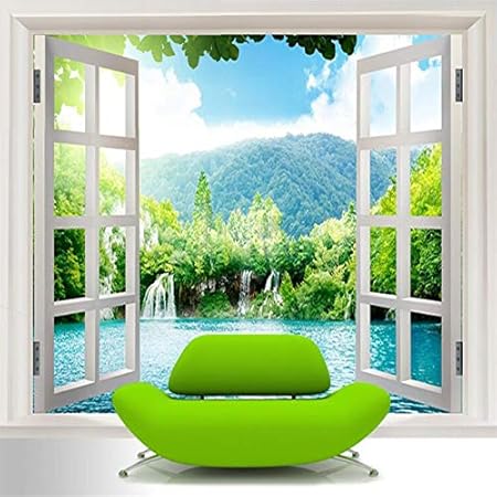 3d Fond D Ecran Decorations Peintures Murales Des Autocollants Mur Fenetre Cascades Vue Art Living Chambre Couloir Chambre D Enfants Art Filles Tv W 400x H 280cm Amazon Fr Cuisine Maison