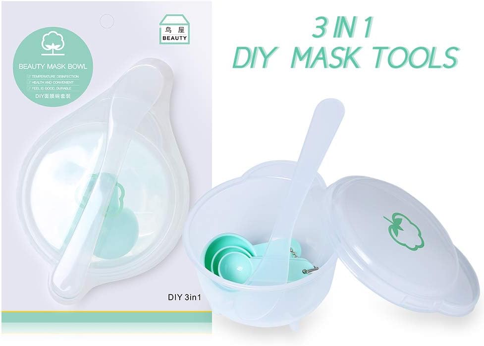 Face Mask Mixing Bowl Set DIY Facemask Mixing Tool Kit Bowl Stick Brush Spoon Set Pack of 5,White