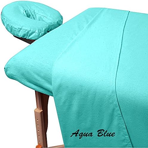 Fantasy Collection Massage Table Sheets Premium Egyptian Cotton 3-Piece Luxury Spa Sheet Set Solid Pattern 400 Thread Count (Massage Table Sheets 3 Pc Set, Aqua Blue)