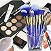 Matto Face Makeup Brushes Sparkling Blue 6-Piece Makeup Brush Set with Acrylic Rhinestone Handles for Powder Mineral Foundation Blush Blending Brushes Best for Gift