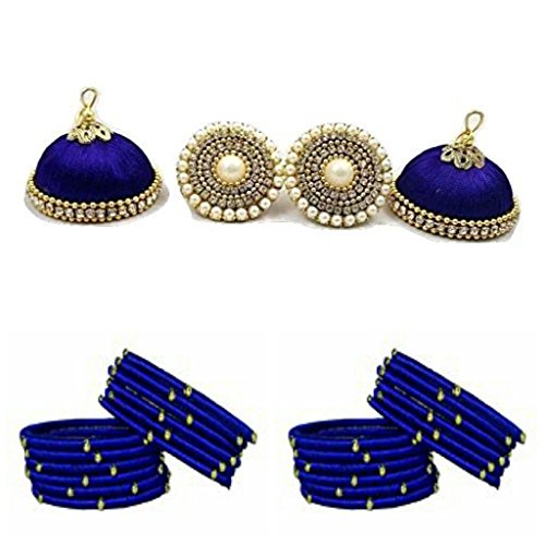 Silk Thread Earrings Blue Colour 2025