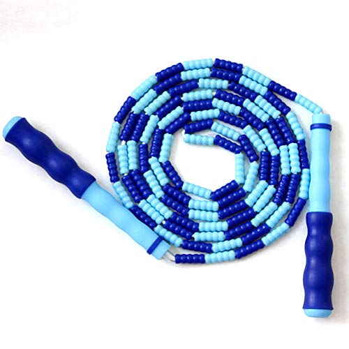 Jump Rope Soft Beaded Segment Adjustable Jump Rope Rainbow Skipping Rope for Men Women and Kids Keeping Fit Training Workout Blue Red Purple Green 9 ft