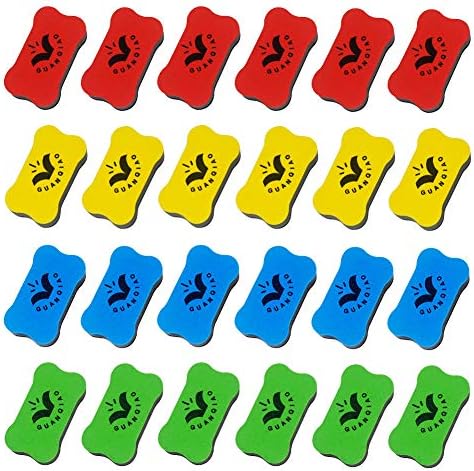 GuanQiao Magnetic Whiteboard Eraser Set，24pcs Dry Erasers Chalkboard Cleansers Wipe Pens and Markers for Home, Strong Magnet Sticks to All Dry-erase White Boards