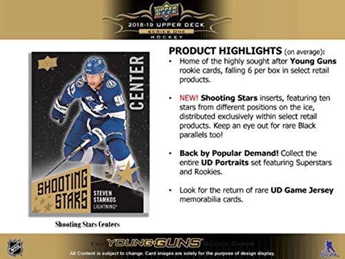 2018 2019 Upper Deck NHL Hockey Series One Factory Sealed Retail Box of 24 Packs Including 192 Cards Total with Possible Young Gun Rookie and Game Used Jersey Cards - Thumbnail 2