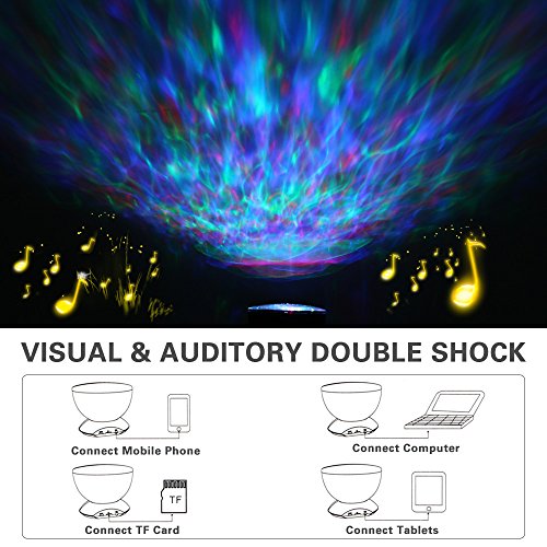 Ocean Wave Night Light, Komake Baby Night Light Projection USB Timer Bedroom Nursery Projector With Mini Music Player, Remote Control Rotating Goodnight Light For Toddler Kids Children Adults(Black) - Thumbnail 3