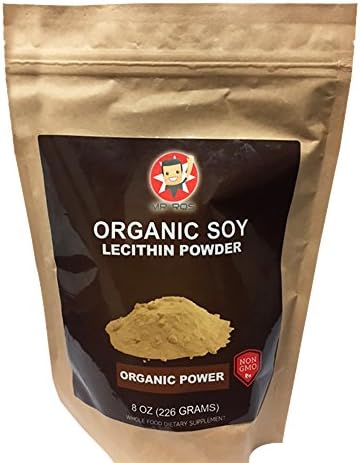 Soy Lecithin Deoiled ORGANIC Non GMO Powder –8 Oz (226 Gram) High in Protein, Vitamins and Minerals and Low in Fats - Ideal Health Supplement and Emulsifier