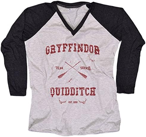 Harry Potter Gryffindor Women T-Shirt Everytees Long Sleeve Baseball Raglan Gift for Women X-Large