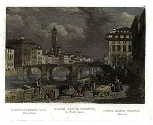 Amazon Com Firenze Italia Italy Ponte Santa Trinita Florence 1840 Lovely Arno River Print Entertainment Collectibles