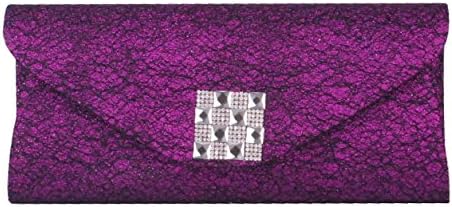 Angellswin Fashion Fold Colorful Bling Zircon Rhinestone Cross Body Clutch Party Purse Evening Bag (Purple)