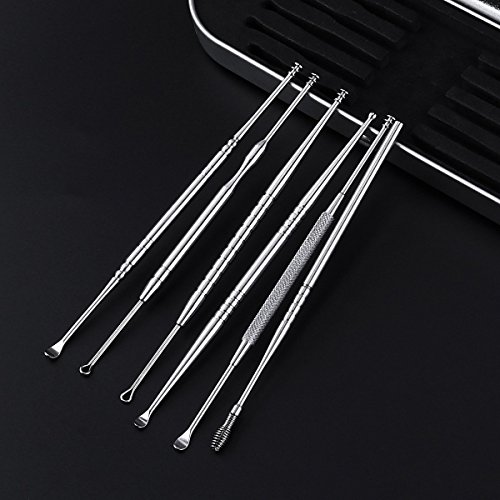 Ear Wax Remover, SaikerMan 6 Pack Stainless Steel Earwax Removal Cleaner Kit with Storage Box - E3