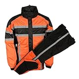 Nex Gen Men's Orange/Blk/Grey Motorcycle Rain Suit Water Resistant SH233102 (XL)