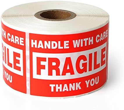 Fragile - 2"x3" Handle With Care Shipping Stickers, 500 Labels Per Roll (1 pack)