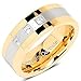 100S JEWELRY Tungsten Rings for Men Gold Silver Crystal Wedding Bands Two Tone 3 CZ Stone Promise Marriage Size 8-16