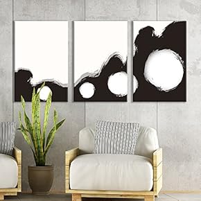 3 Panel Black Knuckles Brush Stroke Ink Decor...