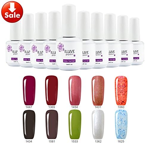 iLuve Long Lasting Soak Off Nail Polish with More Than 100 Color Choices, 10 bottles x 15ml of UV Gel Polish