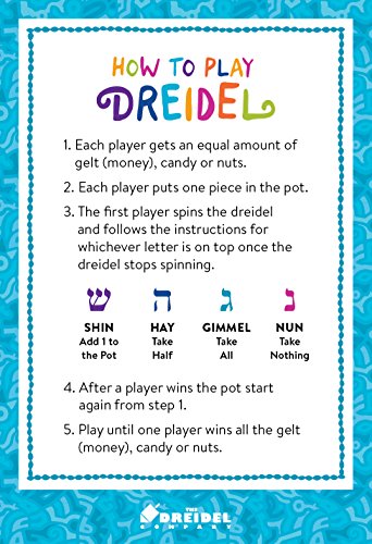 Dreidels Metallic Silver & Blue With Draydel Game Instructions 10-Pack