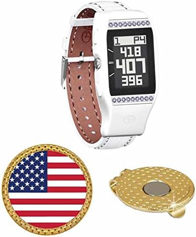 GolfBuddy LD2 Golf GPS/Rangefinder Watch with Swarovski Crystal (40k+ Preloaded Worldwide Courses) Bundle with Magnetic Hat Clip Ball Marker (USA Flag)