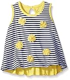 Gerber Graduates Little Girls' Toddler Sleeveless Swing Top with Rosettes, Navy Stripe, 3T