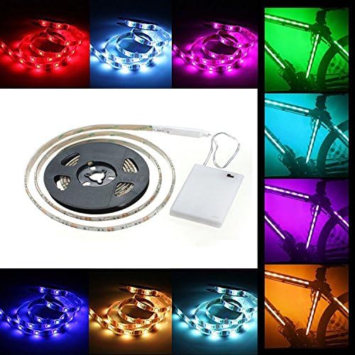 cuzile Battery Powered LED Strip Lights Ribbon Tape RGB 5050 2M 60 LED Flexible Multicolor With Mini Controller for Home Kitchen Trucks Sitting Room and Bedroom Decoration