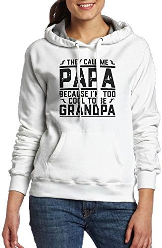 Ewgtewrgha They Call Me Papa Because I'm Too Cool Women's Fashion Patchwork Warm Hooded Sweatshirt Jacket White L