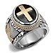 Men's Black & Silver Stainless Steel Christian Holy Cross Ring Size 8-14 (9)