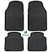 MotorTrend MT-754-BK Heavy Duty Rubber Floor Mats - Odorless - All Weather Protection - Semi Custom Fit (Matte Black) 4 Pack