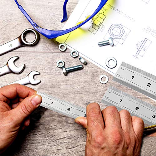 image for Offidea Machinist Ruler Set (6, 8, 12 inch) - Rigid Stainless Steel Ru