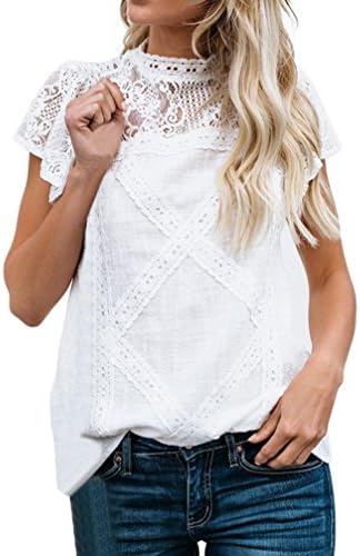 HARRYSTORE Woman Girl Tee Shirt Cotton Lace Hollow Top Short Sleeve T-Shirt Tops Summer Blouse