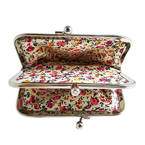 Sanxiner Cute Floral Buckle Coin Purses Vintage Pouch Kiss-lock Change Purse Wallets (09) - Thumbnail 5