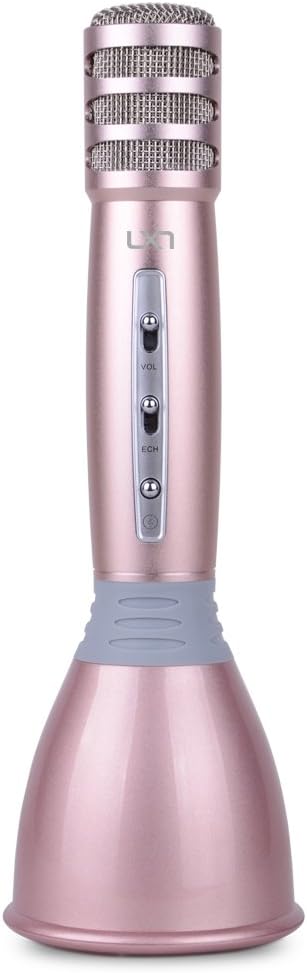 Wireless Karaoke Microphone,LX7 Mutifunctional and Portable Microphone Built in Bluetooth Speaker for Durable Music Playing and Singing, Karaoke Player for Cellphone or PC (Rose Gold)
