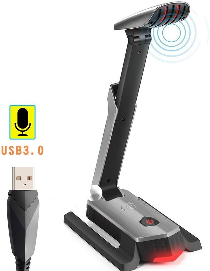 Beexcellent Desktop USB Computer Microphone Flexible for PC, Laptop, PS4, Gaming, Chatting, Meeting, Podcast, Recording (Silver)