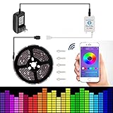 Led strip lights 16.4ft/5m Non-Waterproof LED Lights Kit 5050 RGB Rope Lights With Bluetooth Smartphone APP Controller & 12V 3A Power Supply for ios and Android System
