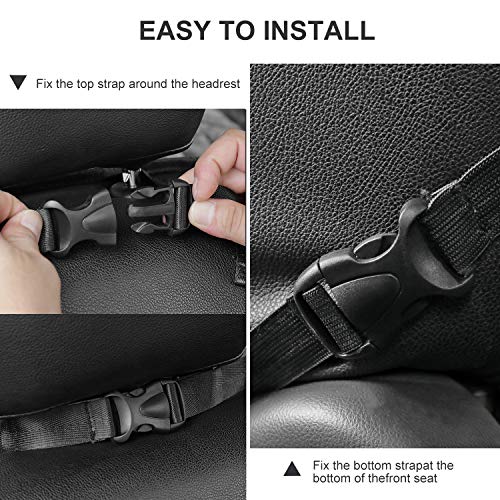 Backseat Car Organizer with Clear View iPad Holder- Large Transparent Waterproof Pocket for New Gen 13.9" Touchscreen Tablet, Storage Pouches, Kick Mat for Kids - Hanging Organization Caddy, 2 Pack - Thumbnail 5