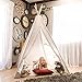 Best Choice Products 6ft Kids Cotton Canvas Indian Teepee Playhouse Sleeping Dome Play Tent w/ Carrying Bag, Mesh Window - White