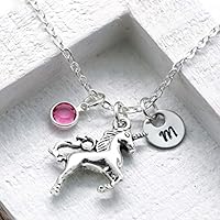 Unicorn Necklace - Unicorn Jewelry for Girls - Unicorn Lovers - Personalized Initial & Birthstone