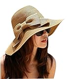 Sealike Foldable Bowknot Straw Hat Cap Wide Brim Beach Sun Visor for Women Girls with Stylus