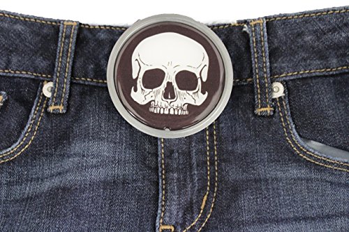 TFJ Men Women Gothic Buckle Punk Biker Silver Metal White Skeleton Skull Pirate
