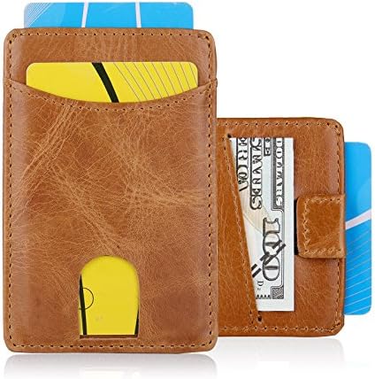 Slim Front Pocket Wallet for Men and Women Genuine Leather Thin Credit Card Holder