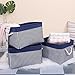 TcaFmac Storage Bins for Organization - Large 3 Pack Canvas Storage Basket for Shelves with Handles, Collapsible Baskets for Organizing for Closet Dog Laundry Bathroom (White & Navy 16x12x8 inch)