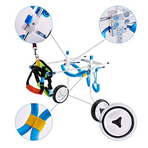 BEETLA Adjustable Pet Wheelchair for Small Dog Cat/Doggie/Puppy Walk, 2 Wheels Cart Pet Wheelchair for Handicapped Hind Legs - Thumbnail 2