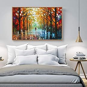 Framed Canvas Wall Art for Living Room, Bedroom Vibrant Forest Landscape Painting Canvas Prints for Home Decoration Ready to Hang - 16x24 inches