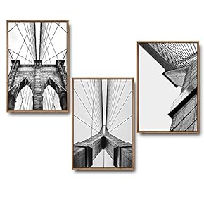 3 Piece Framed Canvas Wall Art for Living Room, Bedroom Buildings Theme Canvas Prints for Home Decoration Ready to Hang - 16"x24"x3 Panels