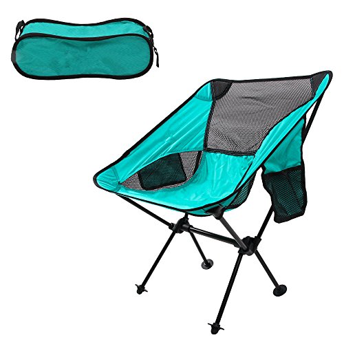 LetsFunny Folding Camping Chair Portable Lightweight Backpack Chairs Compact Heavy Duty with Carry Bag for Hiking Picnic Beach Camp Backpacking Outdoor Festivals (Cyan)